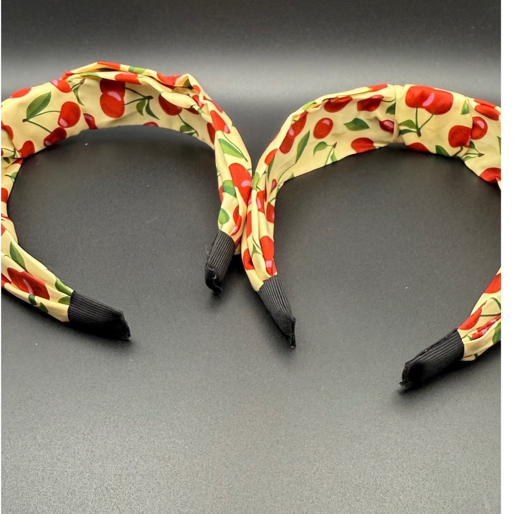 Cute Cherry Print Knotted Headbands Set of 2 Women Hair Accessories - Picture 3 of 3